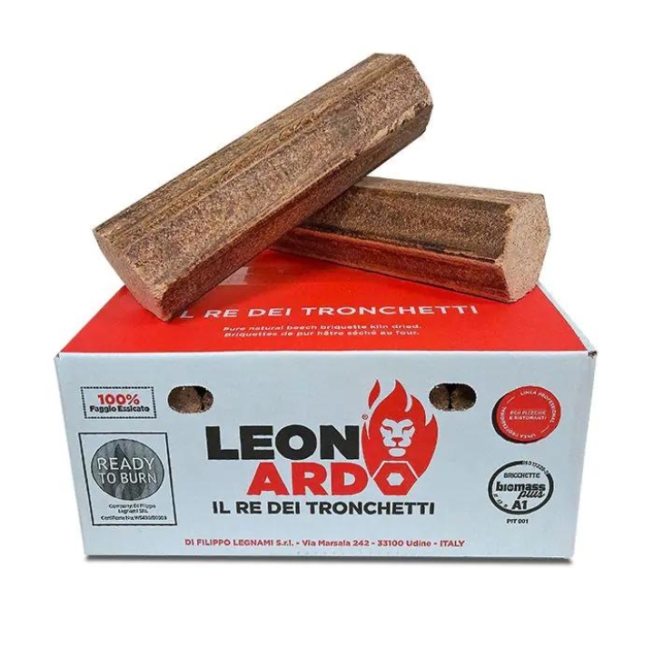 Bricchette di Legno Compresso Leonardo – Bancale da 50 Sacchi da 14 kg